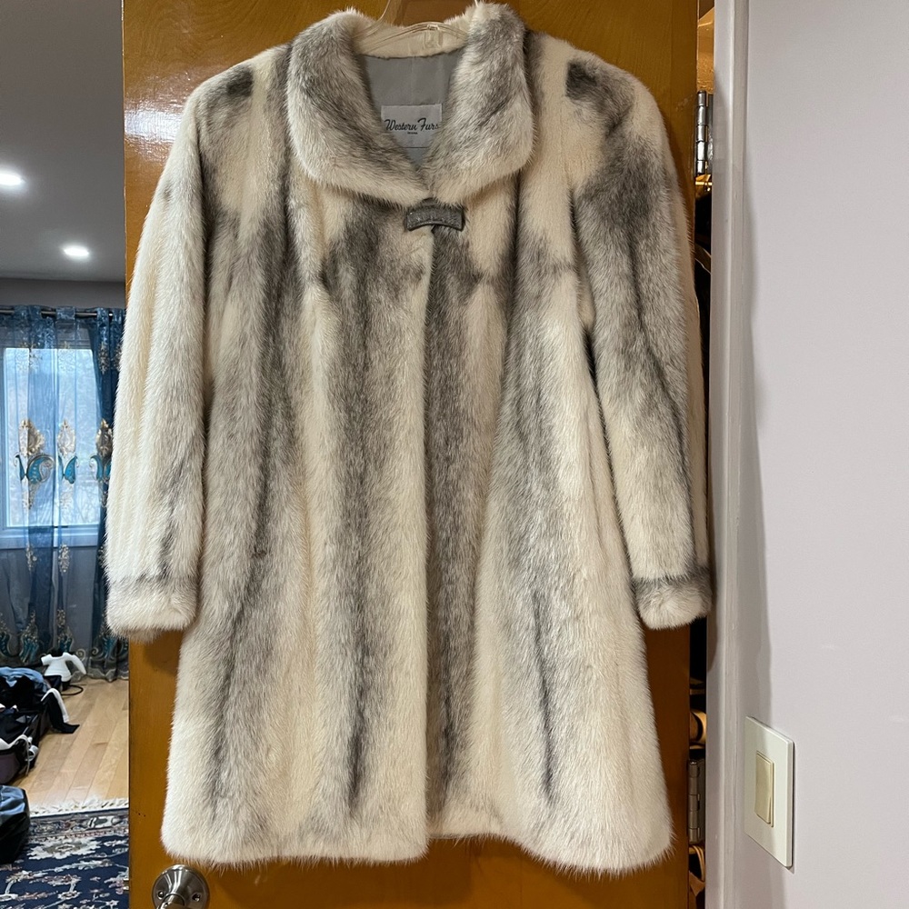 Cross mink real fur coat
